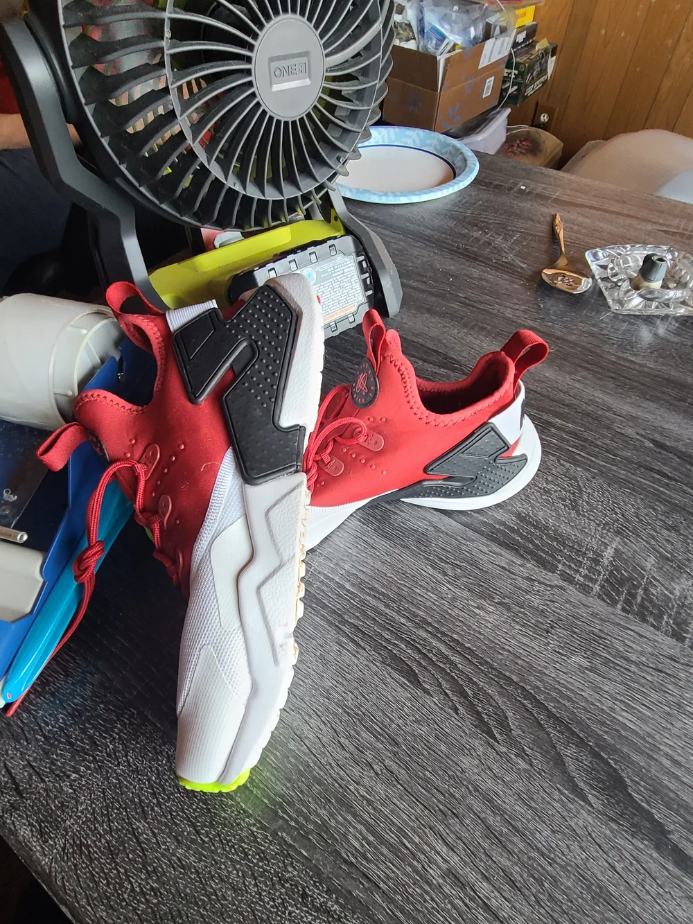 Nike Kids Red, White and Neon Green Sneakers